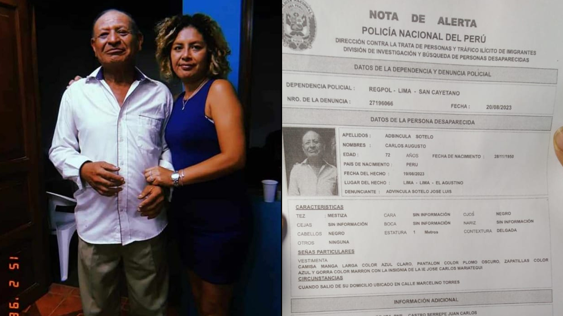 El Agustino: familia reporta a anciano de 72 años desaparecido hace más de 24 horas