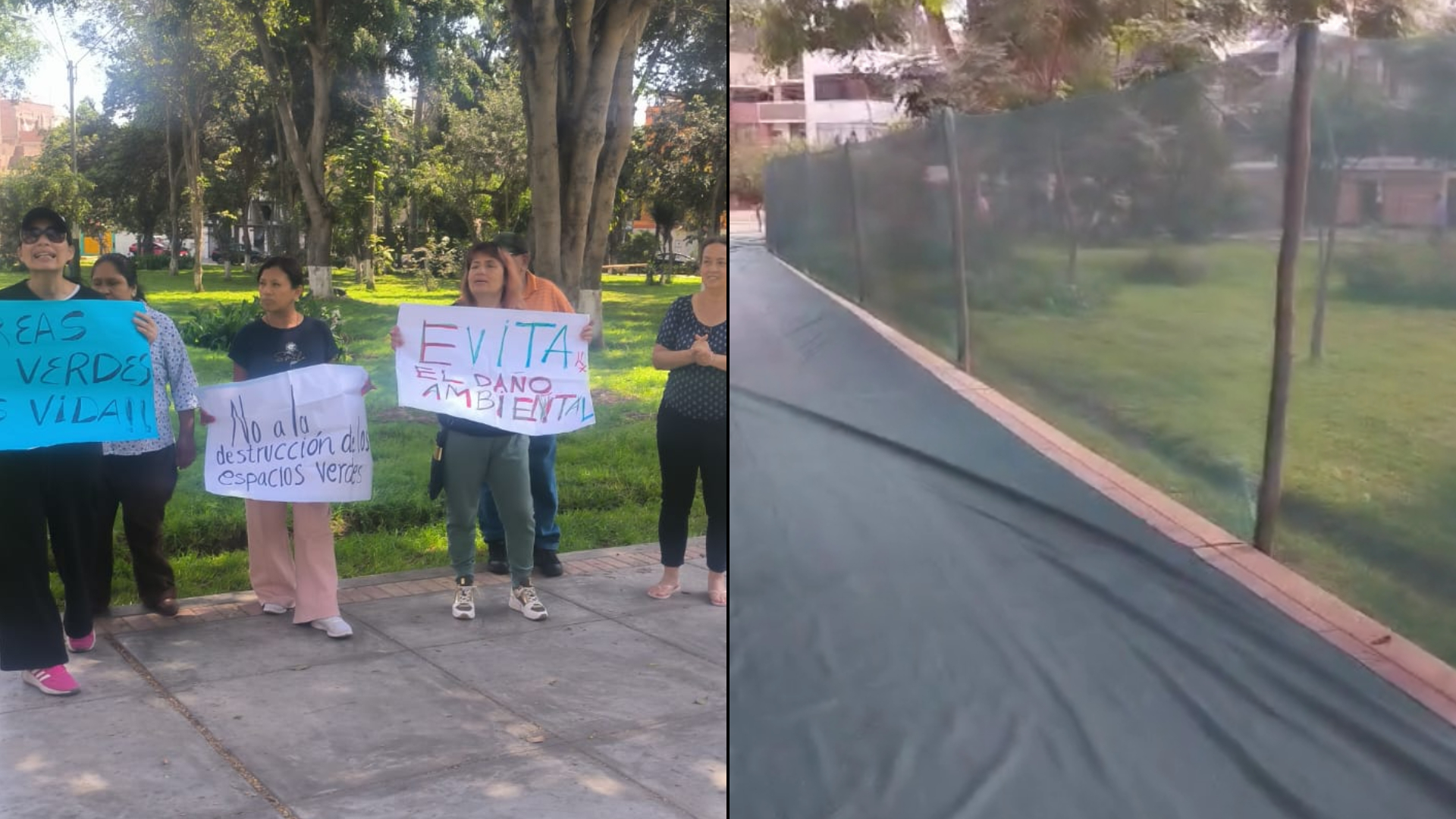 Santa Anita: vecinos protestan por reducción de área verdes en el parque San Martín de Porres