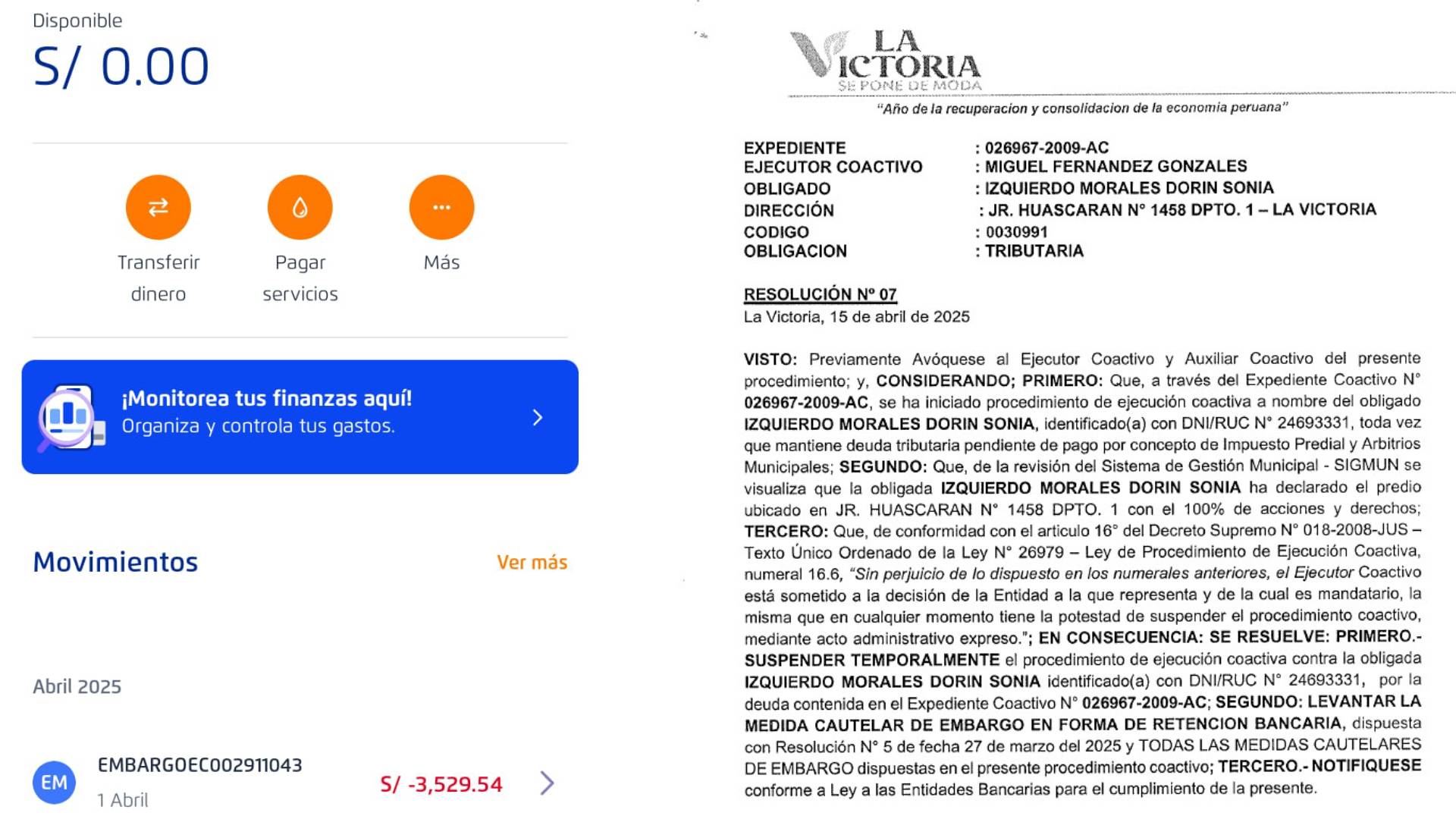 Devuelven ahorros a mujer que figuraba por error como deudora de arbitrios